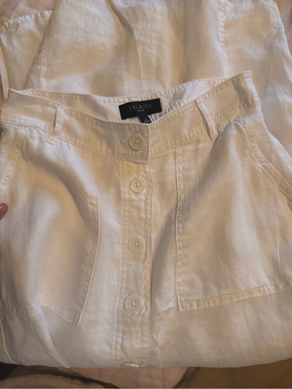 Talbots Petite White Linen-Textured skirt - Picture 3 of 7